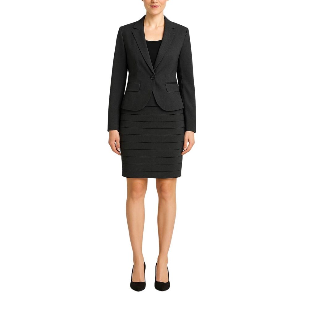 BCX Charcoal Gray Skirt Suit Formal Women's Skirt Suit Set Blazer Skirt Medium